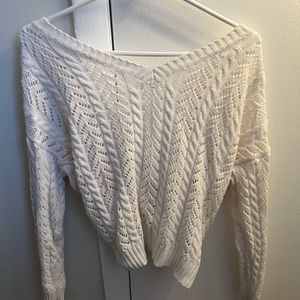 White Open back sweater